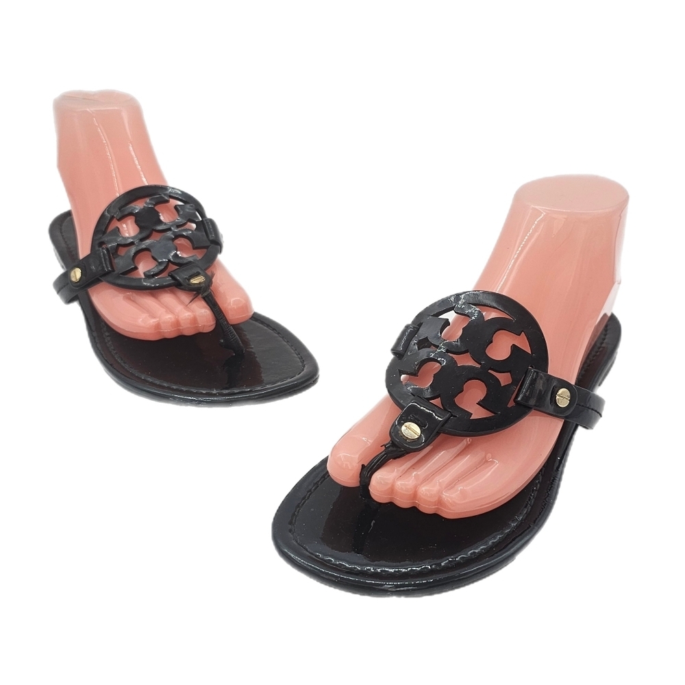 Tory Burch Miller Women’s Black Patent Sandals Size 9.5 US - Picture 1 of 10